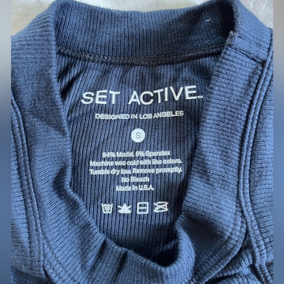 SET ACTIVE Ribbed Modal Racer Tank Navy - Picture 4 of 4
